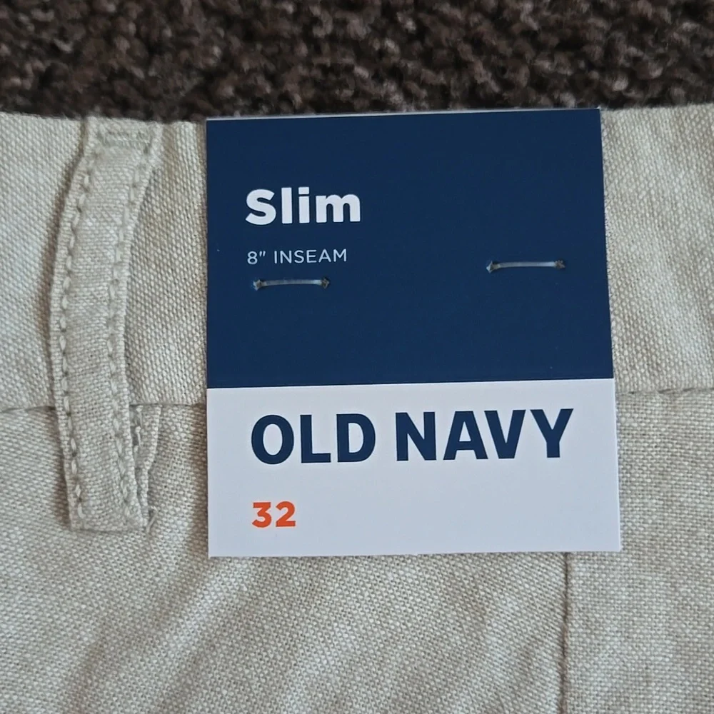 NEW Old Navy Flax Light Beige Linen Blend Shorts 32